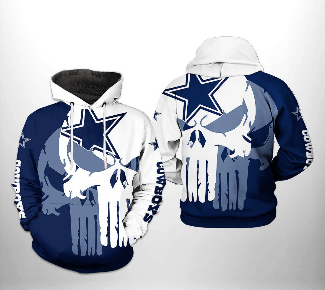 NFL Dallas Cowboys NFL Team Skull 3D All Over Print Hoodie, Zip Hoodie