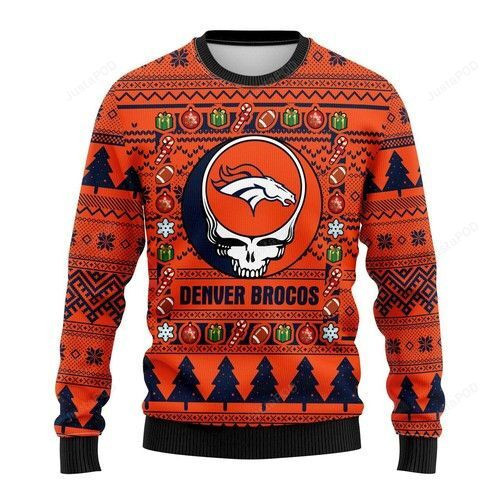 Nfl Denver Brocos Grateful Dead Ugly Christmas Sweater Adult 3D Funny Matching for family