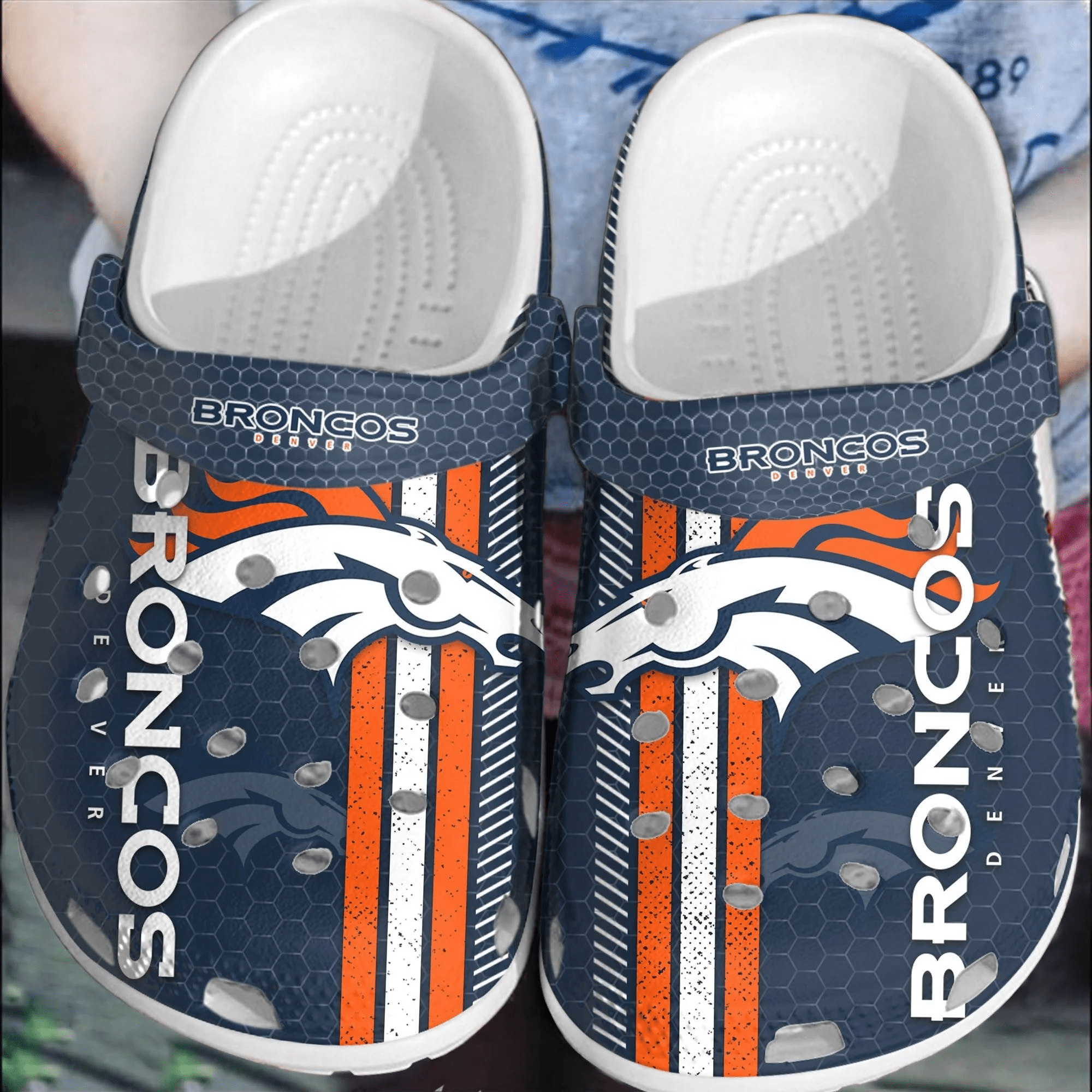 NFL Denver Broncos Football Crocband Comfortable Crocs Clogs Shoes For Men Women