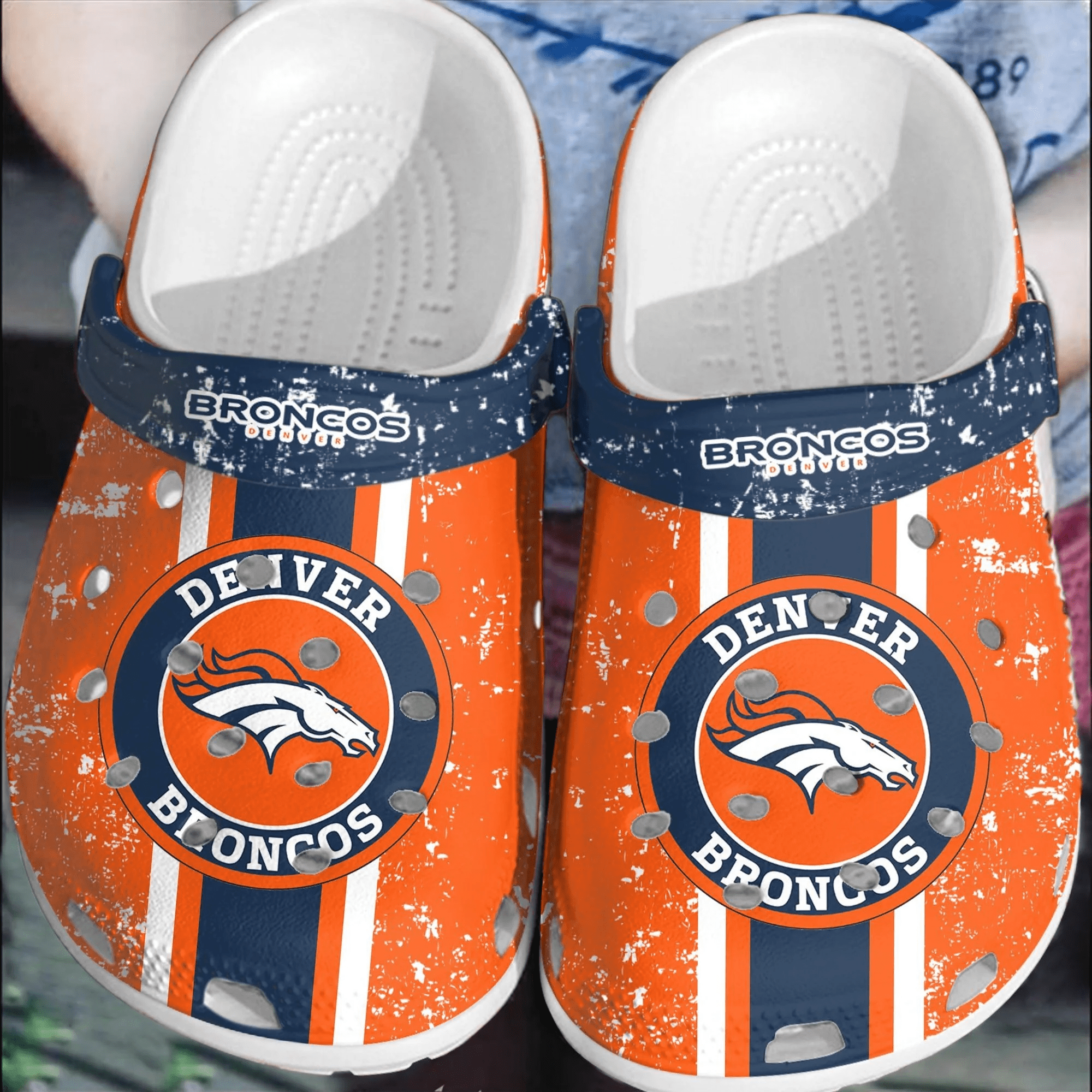 NFL Denver Broncos Football Crocband Shoes Comfortable Clogs Crocs For Men Women