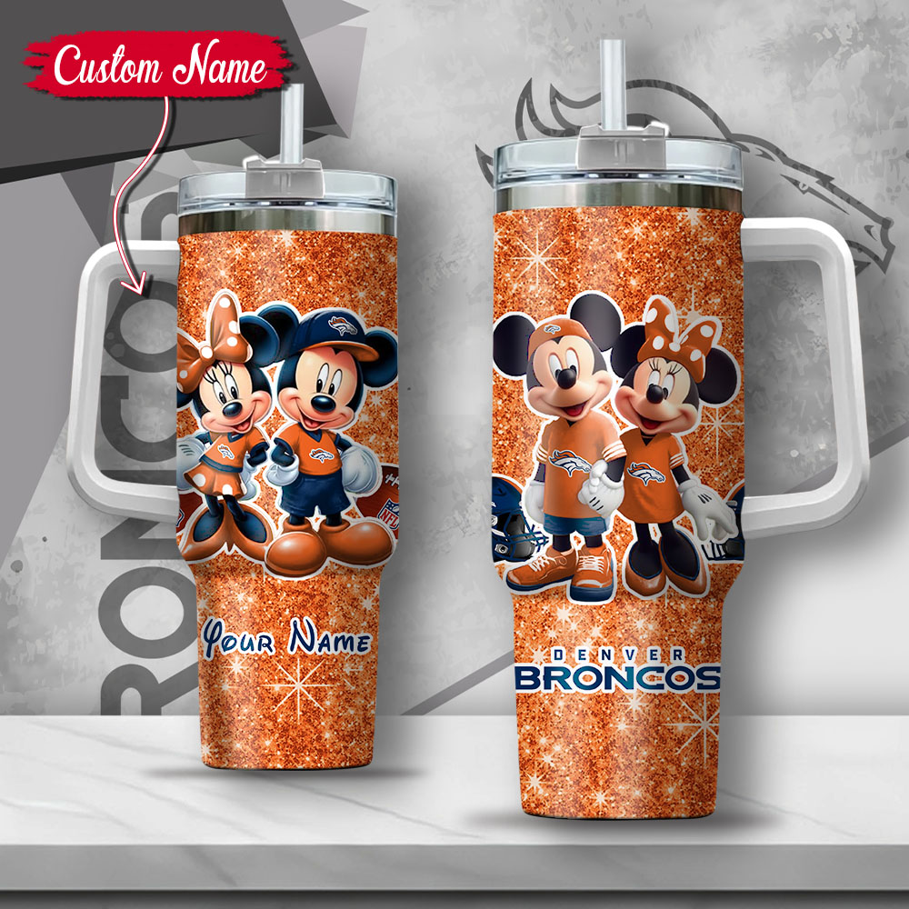 NFL Denver Broncos Mickey And Minnie Couple Custom Stanley Cup 40 oz 30 oz Tumbler With HandleTVC2301127