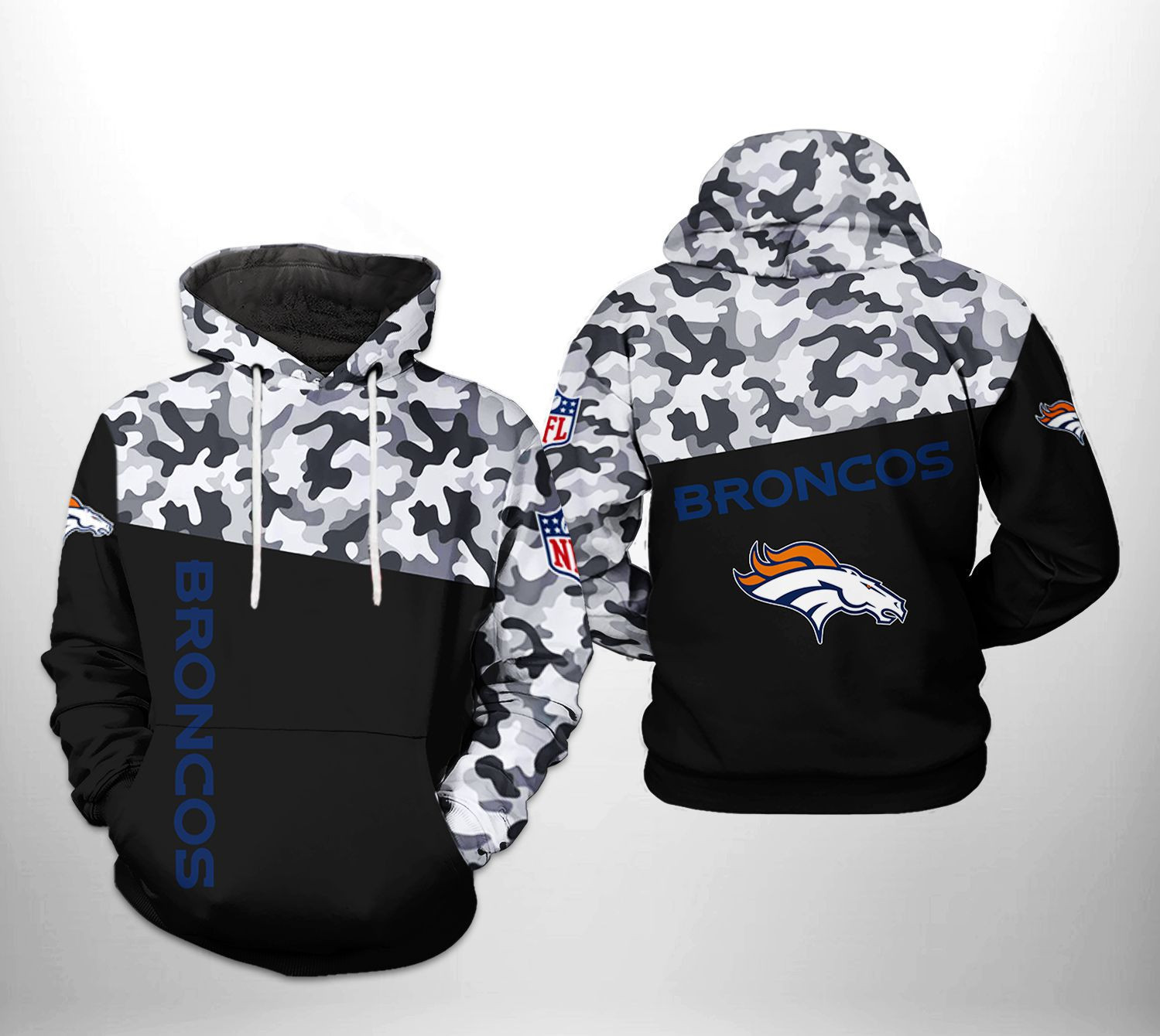 NFL Denver Broncos NFL Camo Veteran Team 3D All Over Print Hoodie, Zip Hoodie