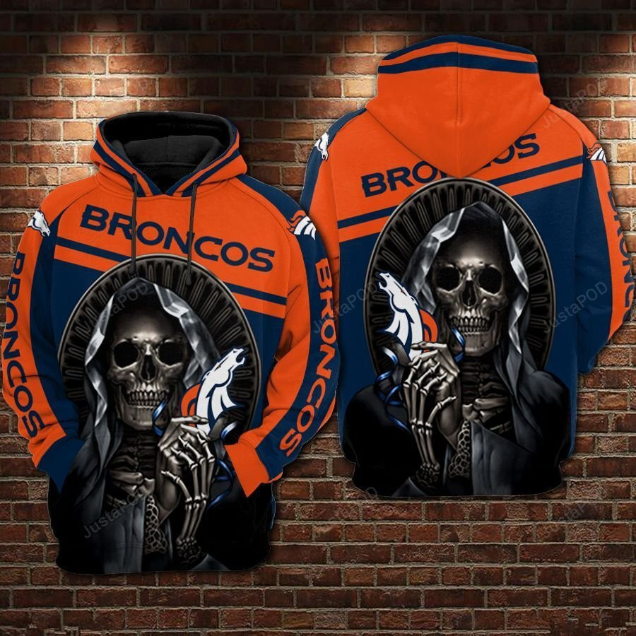 NFL Denver Broncos Nfl Football Skull 3D All Over Print Hoodie, Zip Hoodie