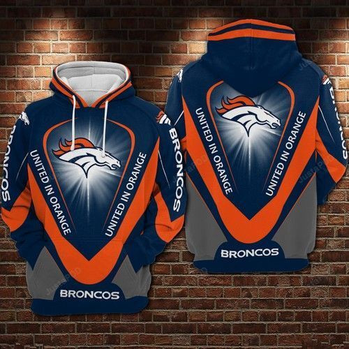 NFL Denver Broncos Nfl Football United Orange 3D All Over Print Hoodie, Zip Hoodie