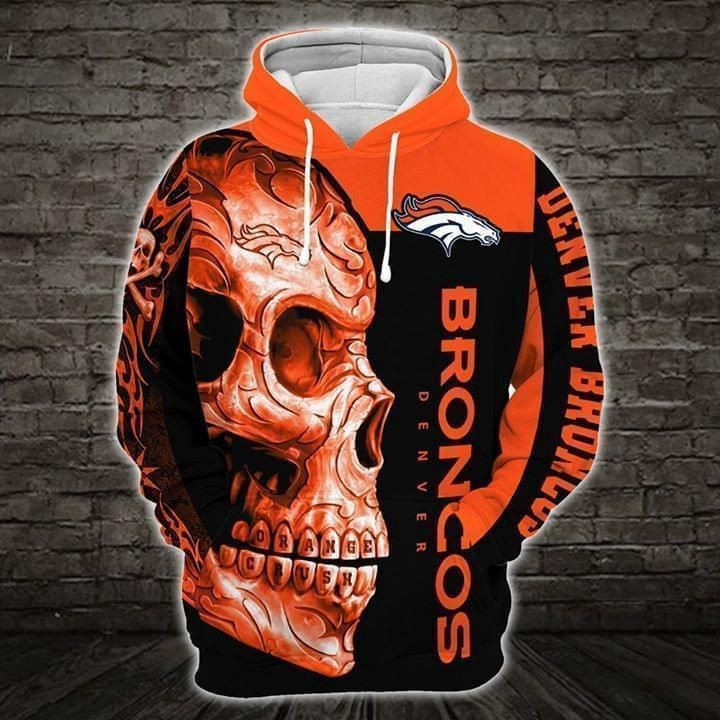 NFL Denver Broncos Nfl Skull 3D All Over Print Hoodie, Zip Hoodie