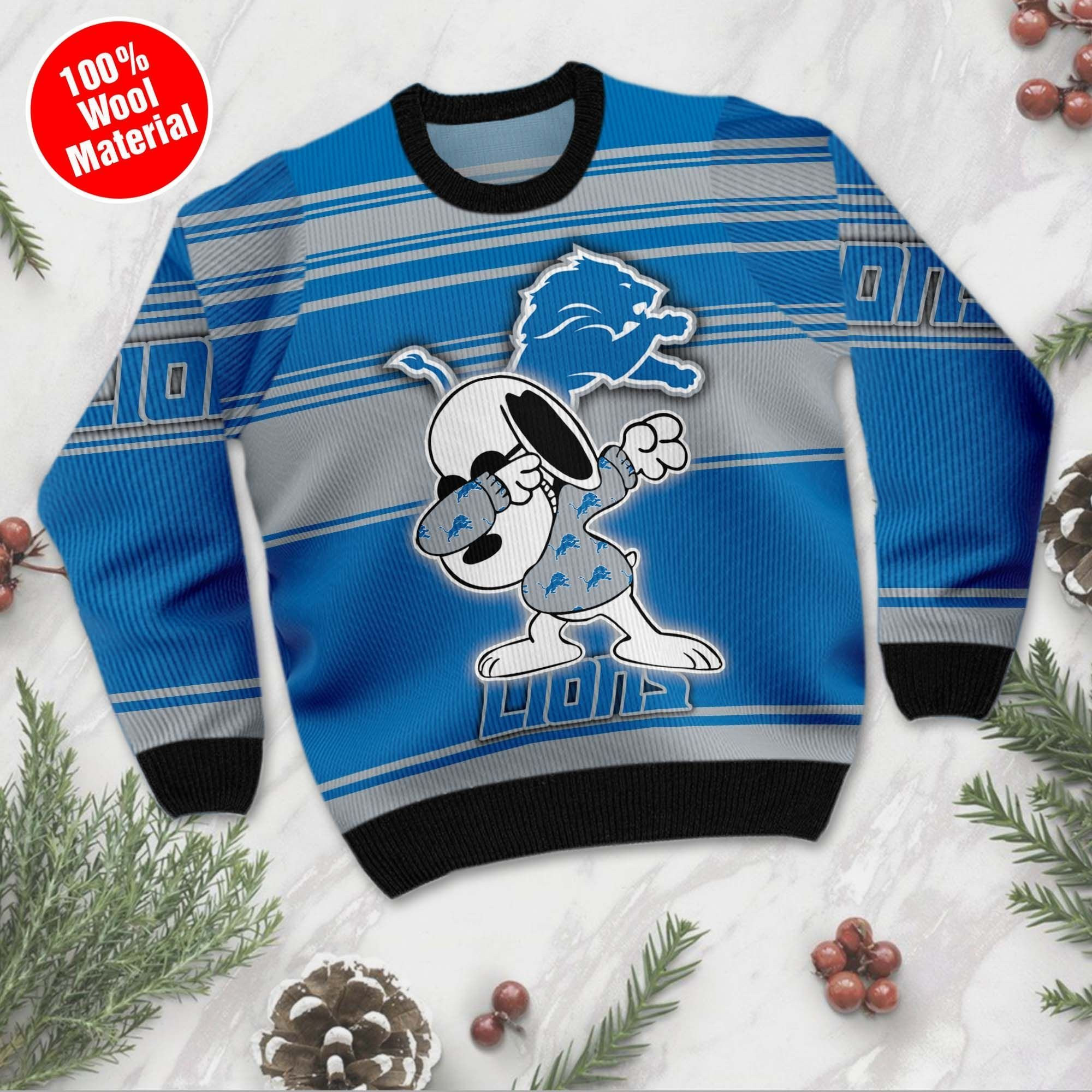 NFL Detroit Lions D Full Printed Sweater Shirt For Football Fan Nfl Jersey Ugly Christmas Sweater Adult 3D Funny Matching for family
