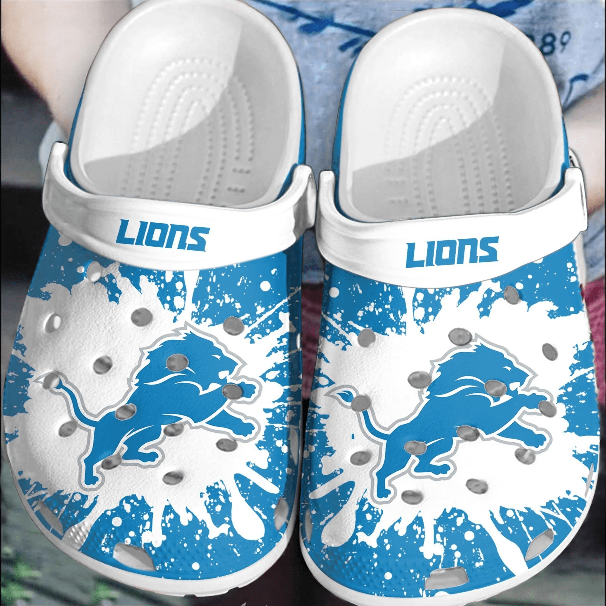 NFL Detroit Lions Football Crocband Comfortable Clogs Shoes Crocs For Men Women