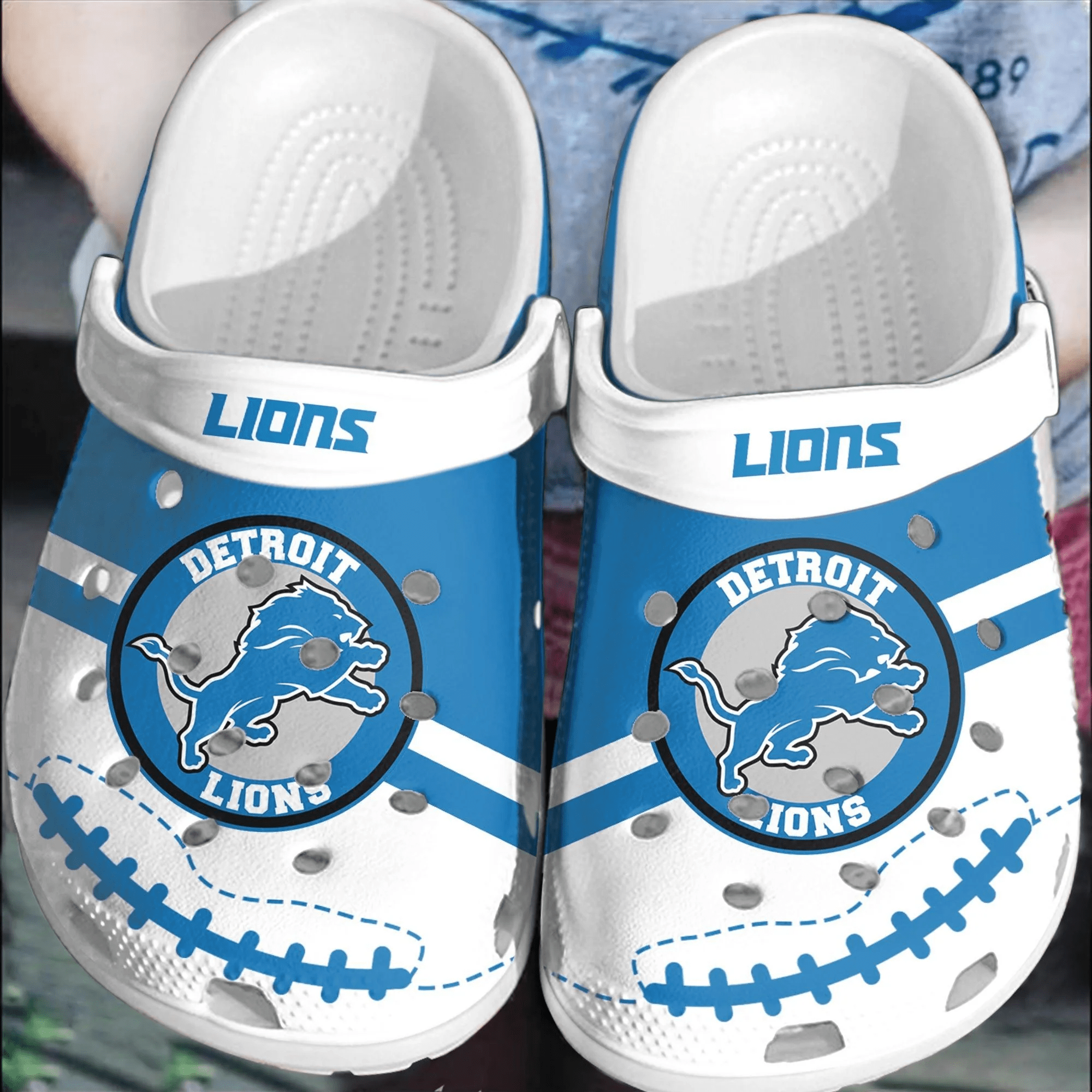 NFL Detroit Lions Football Crocband Comfortable Shoes Crocs Clogs For Men Women