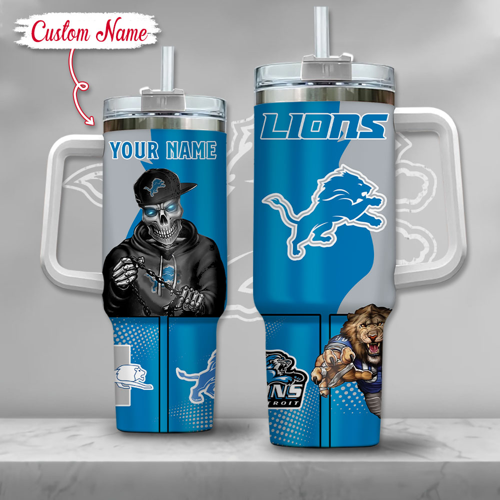 NFL Detroit Lions Gangster Skeleton Custom Stanley Cup 40 oz 30 oz Tumbler With HandleTVC2301125