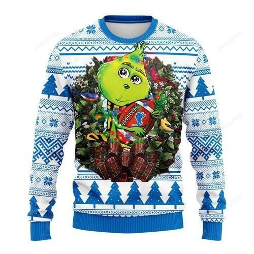 Nfl Detroit Lions Grinch Hug Ugly Christmas Sweater Adult 3D Funny Matching for family