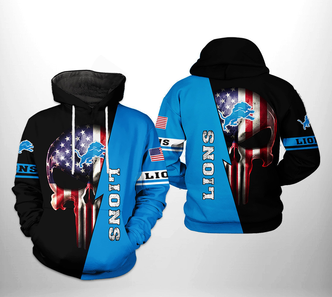 NFL Detroit Lions NFL US Flag Skull Team 3D All Over Print Hoodie, Zip Hoodie
