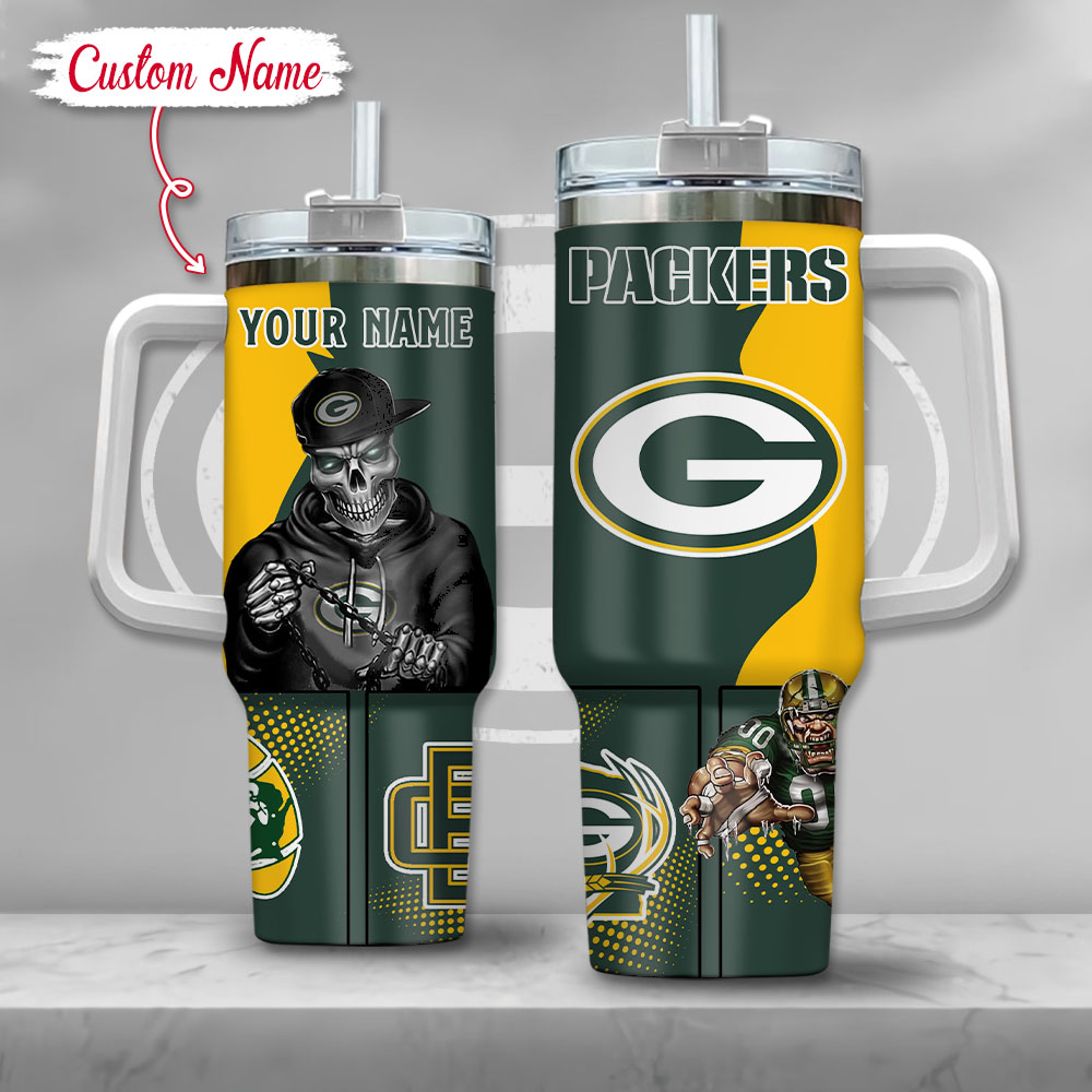 NFL Green Bay Packers Gangster Skeleton Custom Stanley Cup 40 oz 30 oz Tumbler With HandleTVC2301125