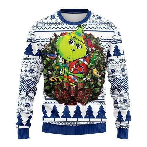 Nfl Indianapolis Colts Grinch Hug Ugly Christmas Sweater Adult 3D Funny Matching for family