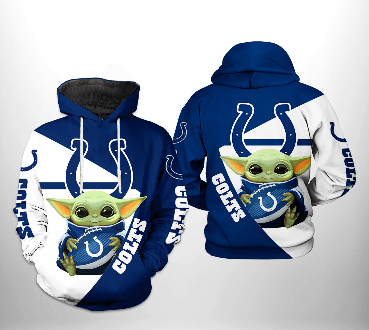 NFL Indianapolis Colts NFL Baby Yoda Team 3D All Over Print Hoodie, Zip Hoodie