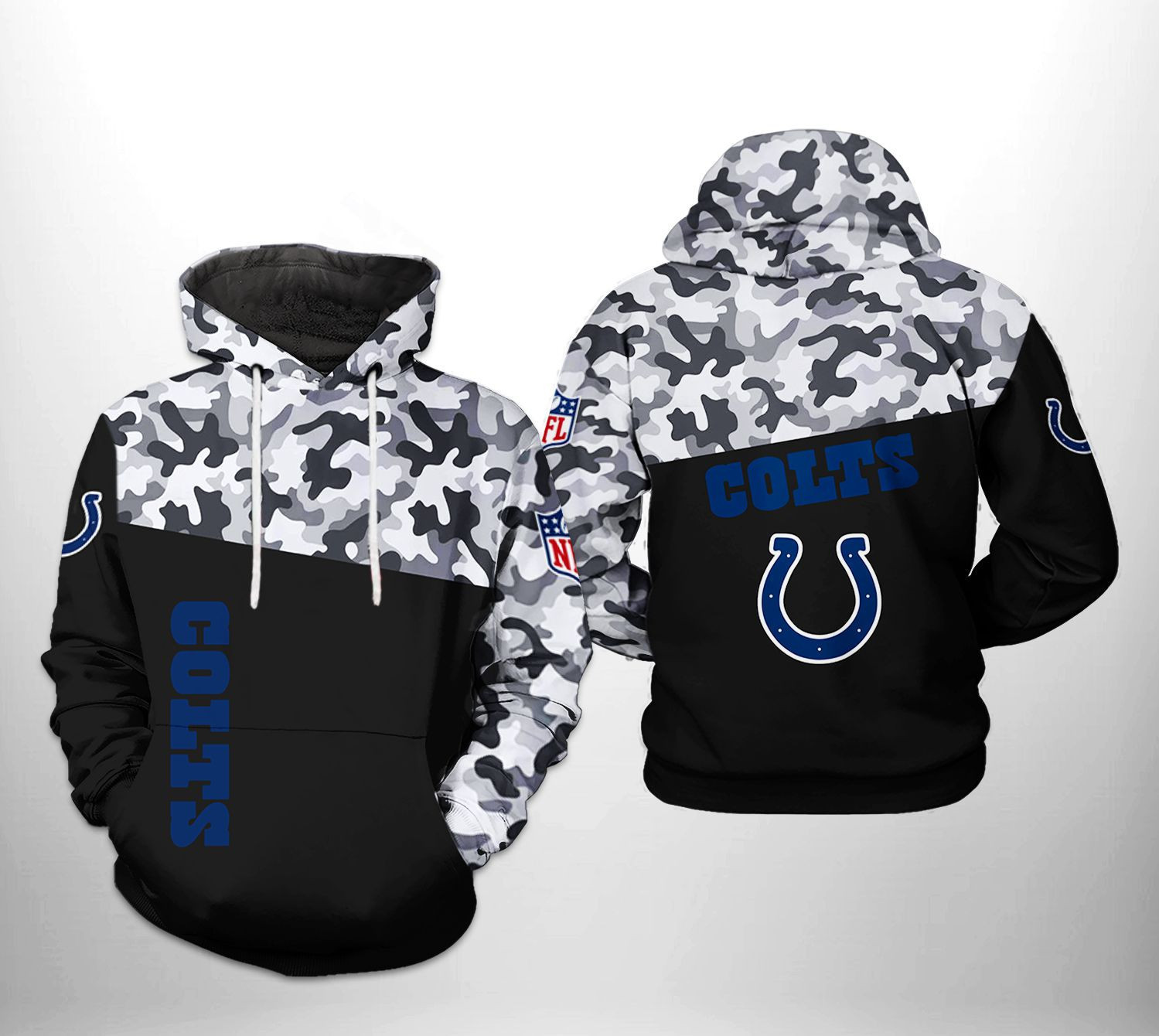 NFL Indianapolis Colts NFL Camo Veteran Team 3D All Over Print Hoodie, Zip Hoodie