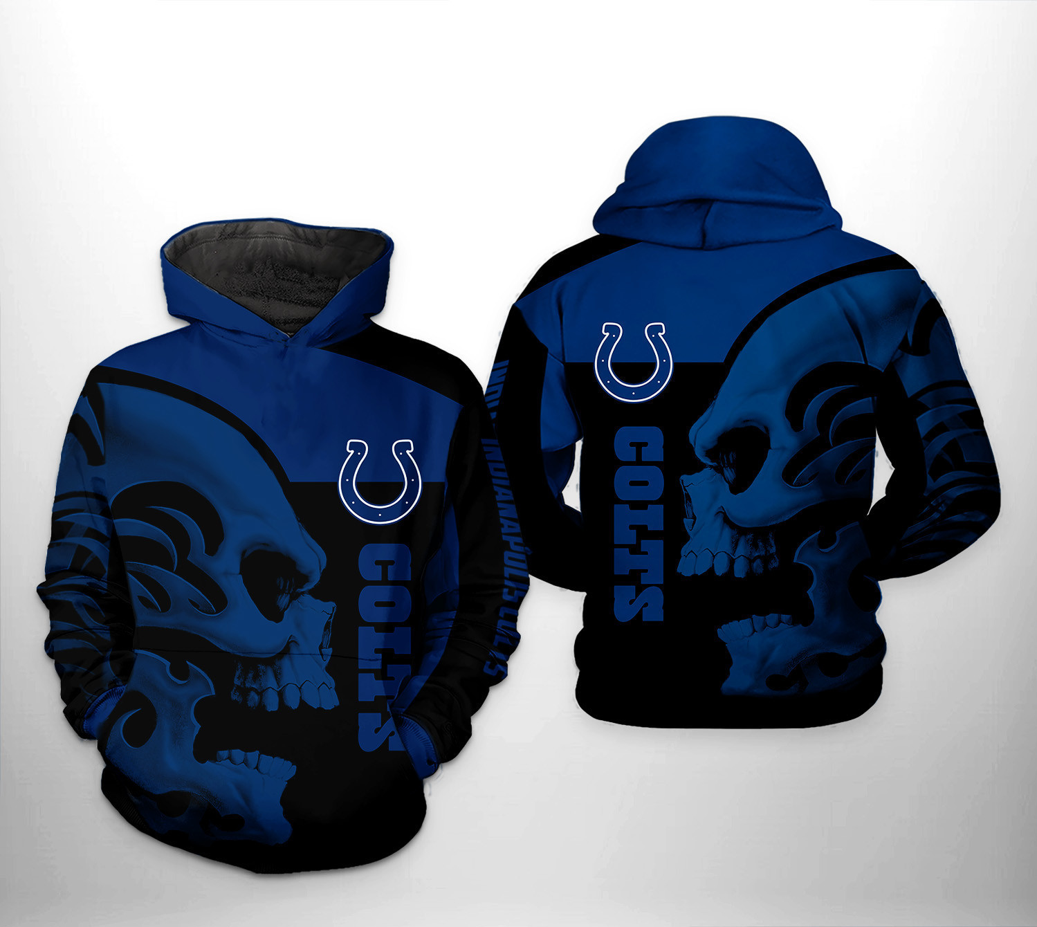 NFL Indianapolis Colts NFL Skull 3D All Over Print Hoodie, Zip Hoodie