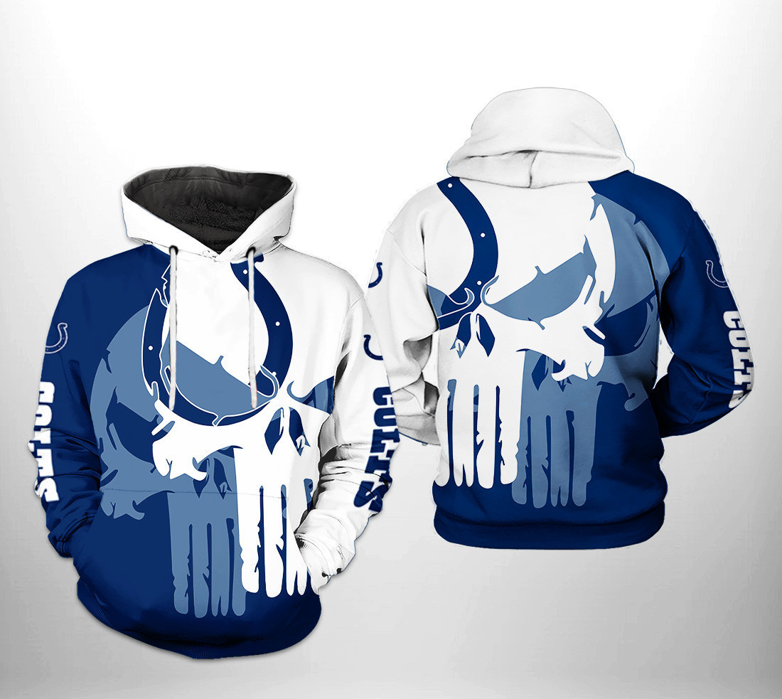 NFL Indianapolis Colts NFL Team Skull 3D All Over Print Hoodie, Zip Hoodie