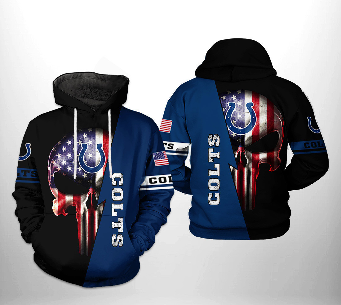 NFL Indianapolis Colts NFL US Flag Skull Team 3D All Over Print Hoodie, Zip Hoodie