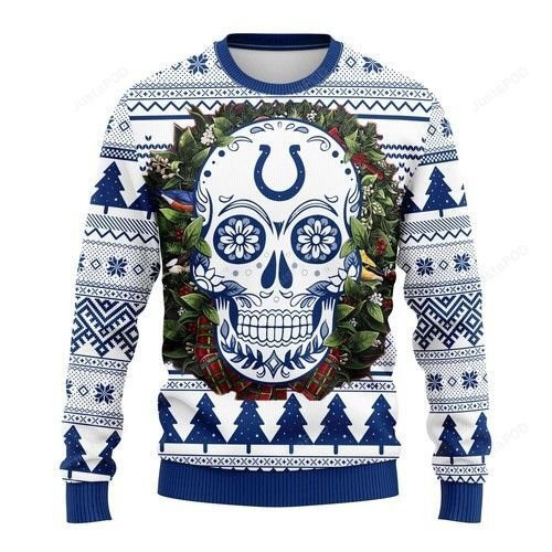 Nfl Indianapolis Colts Skull Ugly Christmas Sweater Adult 3D Funny Matching for family