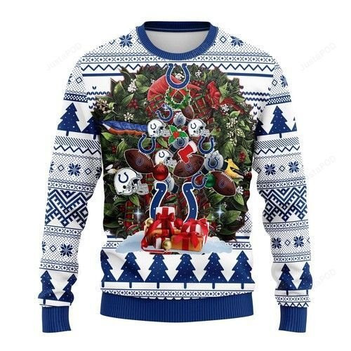 Nfl Indianapolis Colts Tree Christmas Ugly Christmas Sweater Adult 3D Funny Matching for family