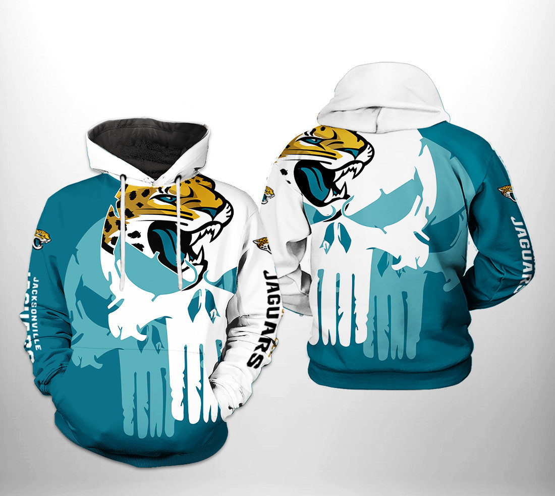 NFL Jacksonville Jaguars NFL Team Skull 3D All Over Print Hoodie, Zip Hoodie