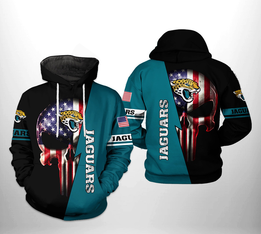 NFL Jacksonville Jaguars NFL US Flag Skull Team 3D All Over Print Hoodie, Zip Hoodie