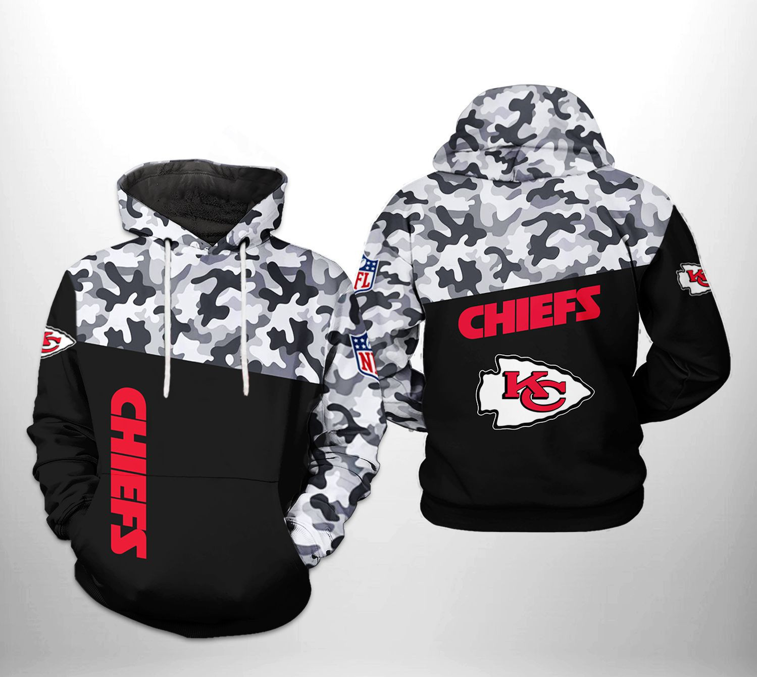 NFL Kansas City Chiefs NFL Camo Veteran Team 3D All Over Print Hoodie, Zip Hoodie