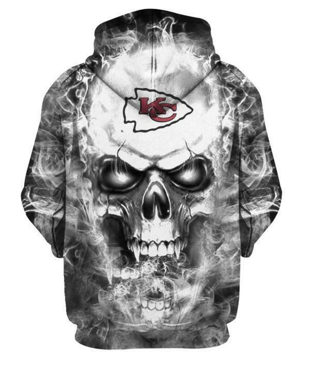 NFL Kansas City Chiefs Nfl Football Skull 3D All Over Print Hoodie, Zip Hoodie