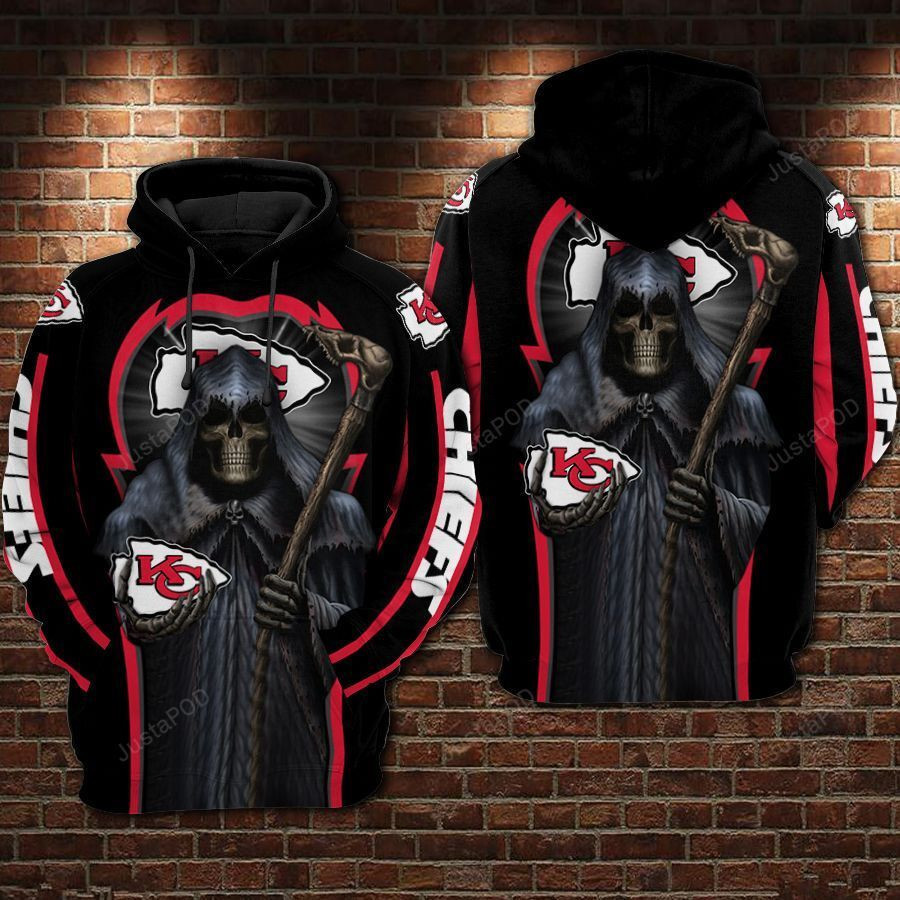 NFL Kansas City Chiefs Nfl Football Skull Death 3D All Over Print Hoodie, Zip Hoodie