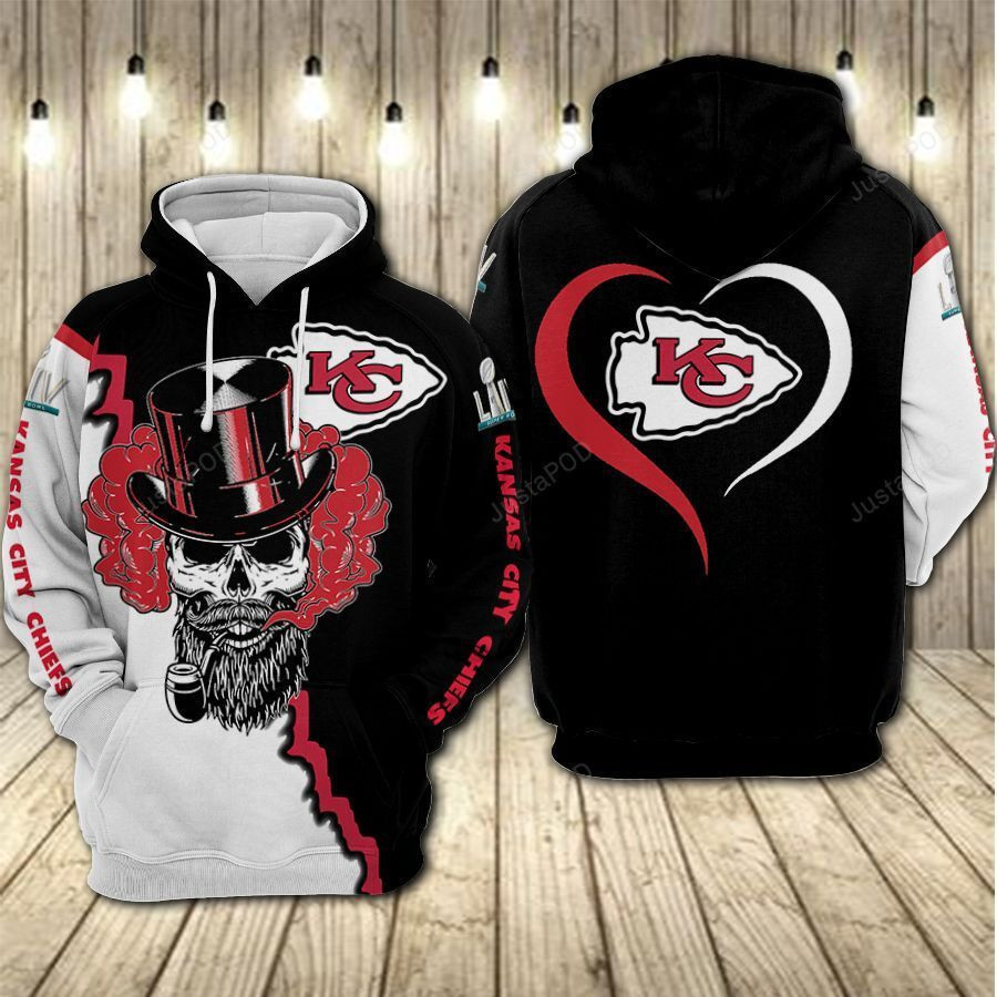NFL Kansas City Chiefs Nfl Football Skull Smoke 3D All Over Print Hoodie, Zip Hoodie