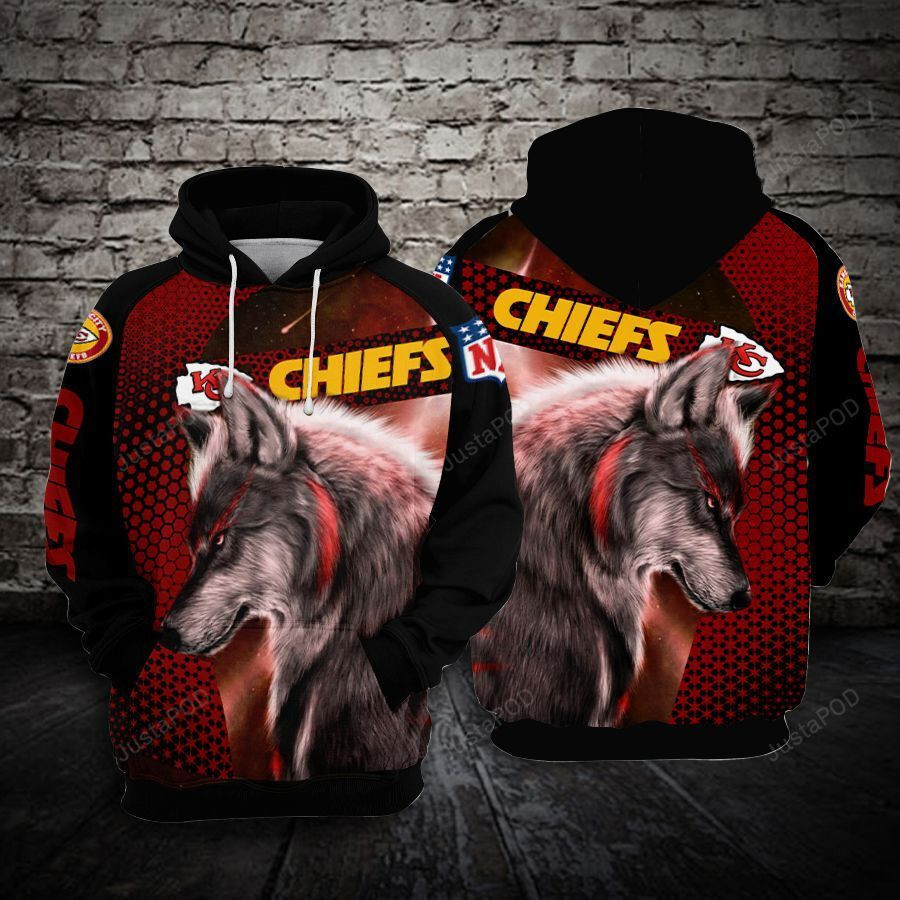 NFL Kansas City Chiefs Nfl Football Wolf 3D All Over Print Hoodie, Zip Hoodie