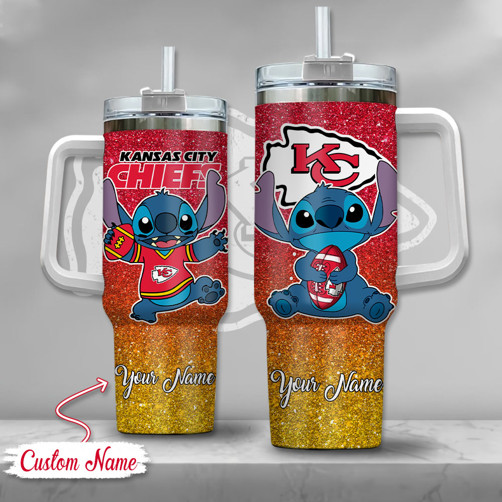 NFL Kansas City Chiefs Stitch Glitter Custom Stanley Cup 40 oz 30 oz Tumbler With HandleTVC2301126