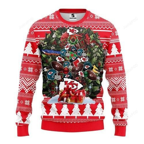 Nfl Kansas City Chiefs Tree Ugly Christmas Sweater Adult 3D Funny Matching for family