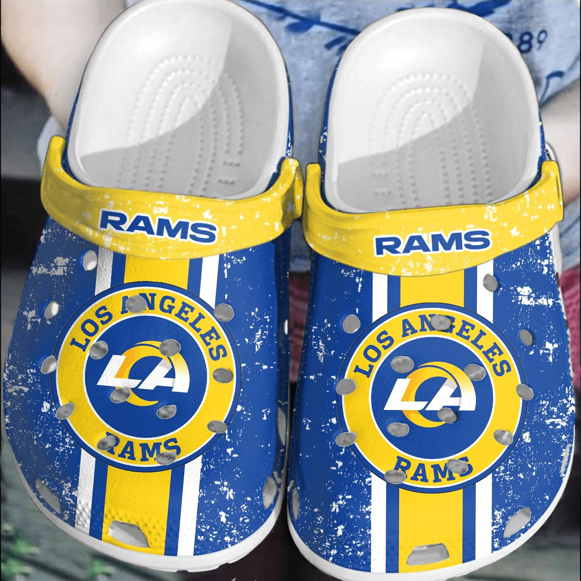 NFL LA Rams Football Clogs Shoes Comfortable Crocband For Men Women