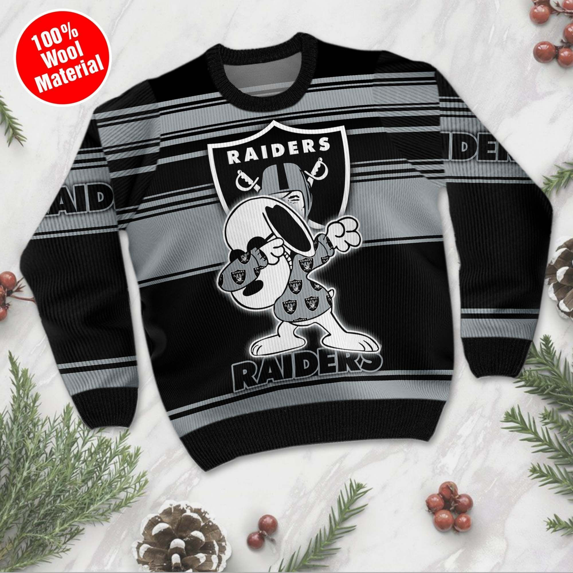 NFL Las Vegas Raiders D Full Printed Sweater Shirt For Football Fan Nfl Jersey Ugly Christmas Sweater Adult 3D Funny Matching for family