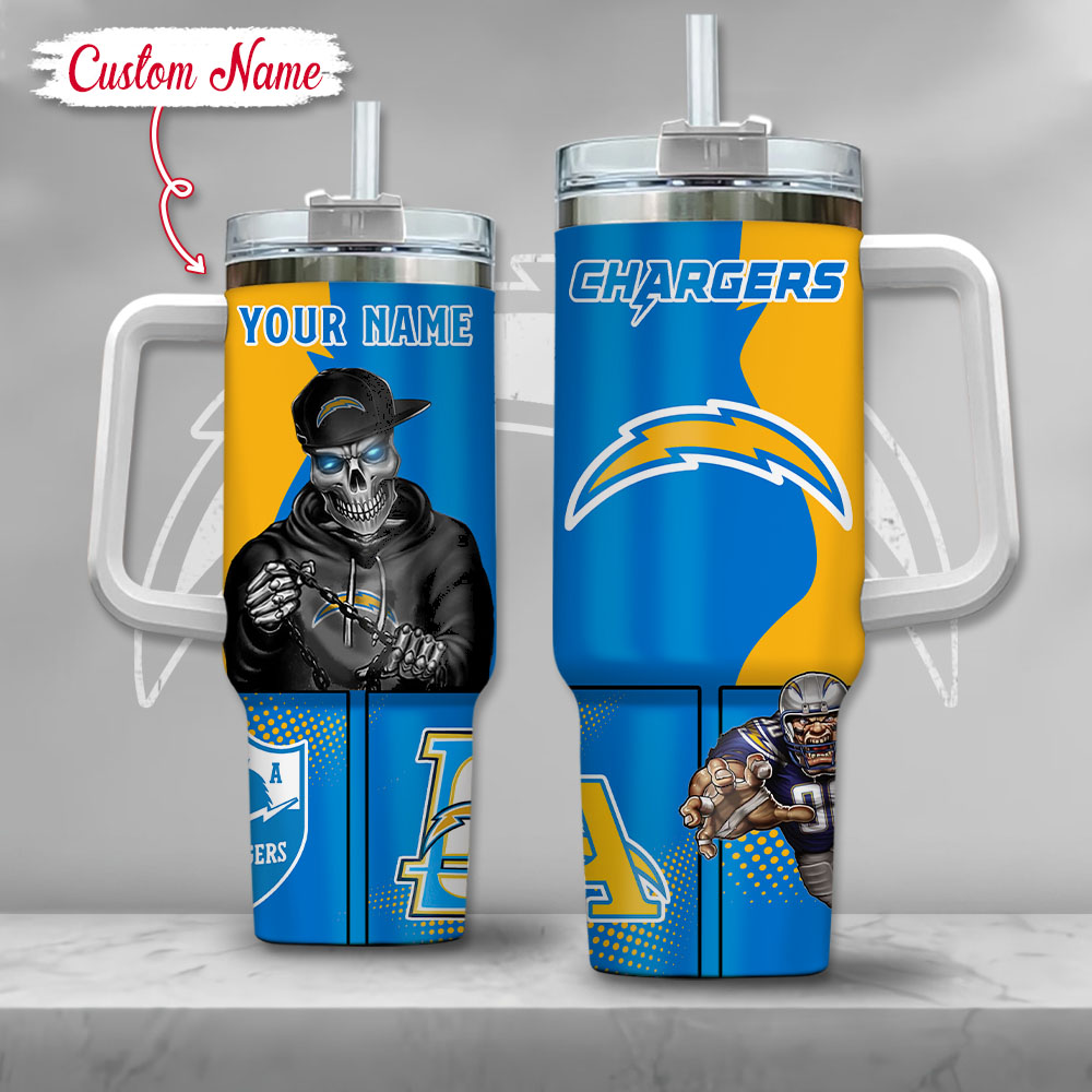 NFL Los Angeles Chargers Gangster Skeleton Custom Stanley Cup 40 oz 30 oz Tumbler With HandleTVC2301125