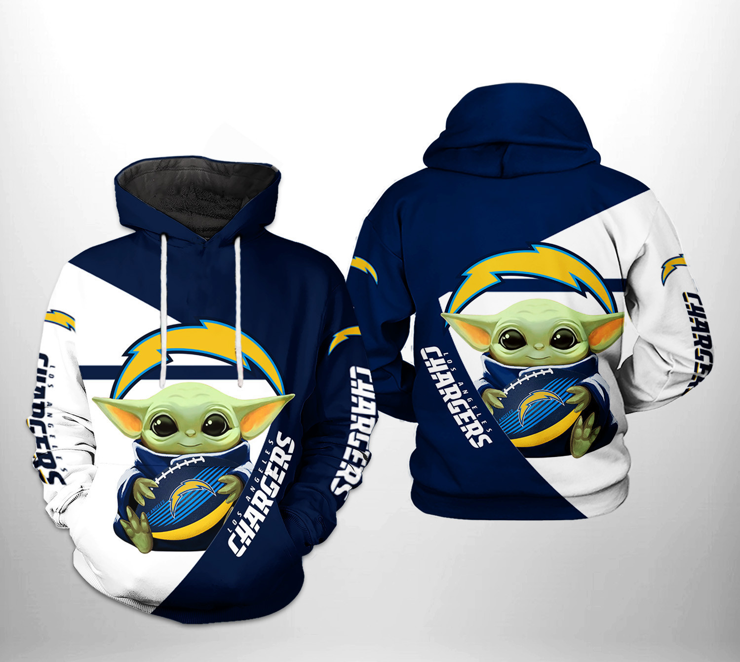 NFL Los Angeles Chargers NFL Baby Yoda Team 3D All Over Print Hoodie, Zip Hoodie
