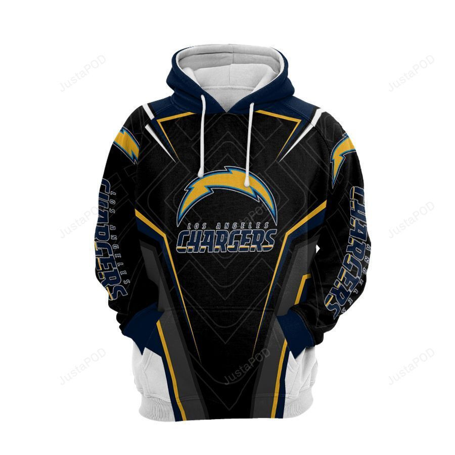 NFL Los Angeles Chargers Nfl Football Balls Black Blue 3D All Over Print Hoodie, Zip Hoodie