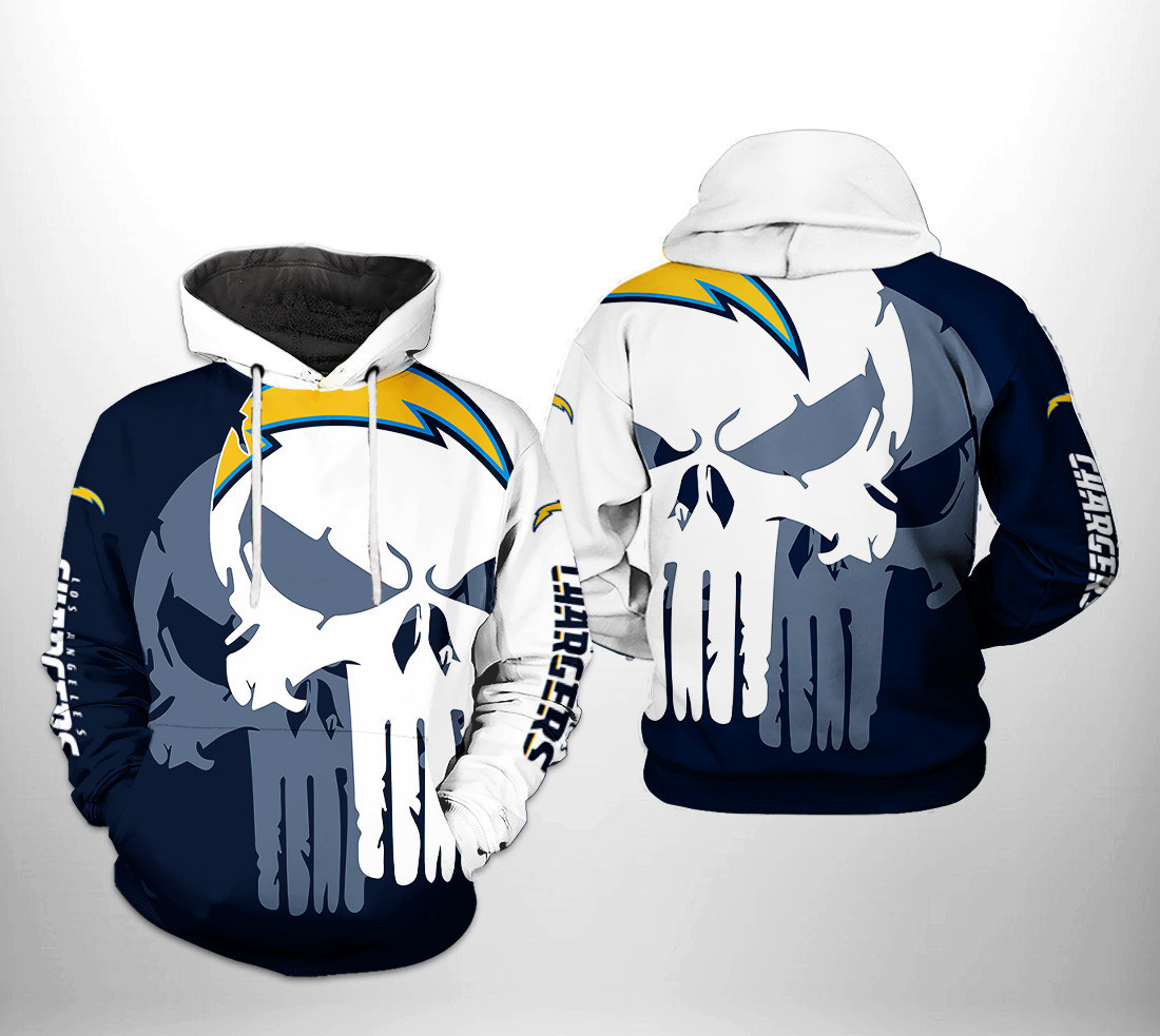 NFL Los Angeles Chargers NFL Team Skull 3D All Over Print Hoodie, Zip Hoodie