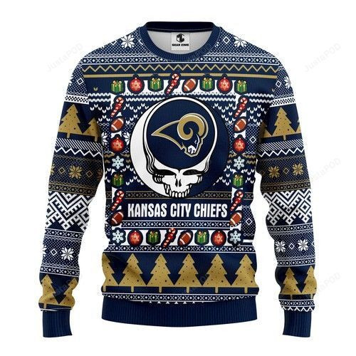 Nfl Los Angeles Rams Grateful Dead Ugly Christmas Sweater Adult 3D Funny Matching for family