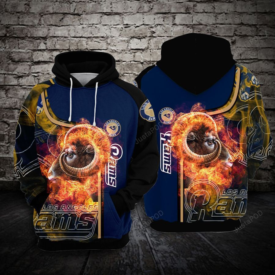 NFL Los Angeles Rams Nfl Football Goat Fire 3D All Over Print Hoodie, Zip Hoodie