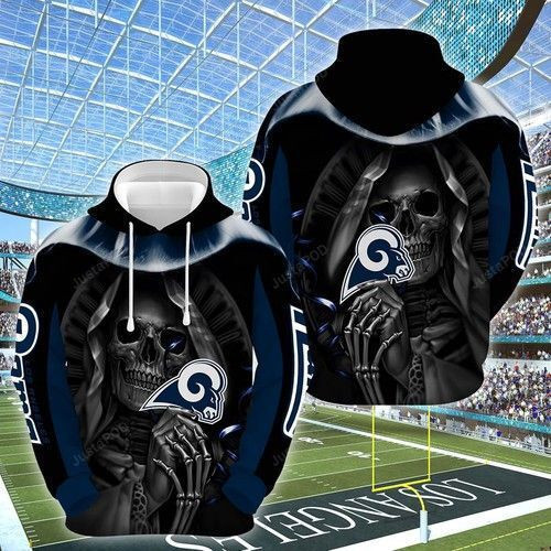 NFL Los Angeles Rams Nfl Football Skull Hold Logo 3D All Over Print Hoodie, Zip Hoodie