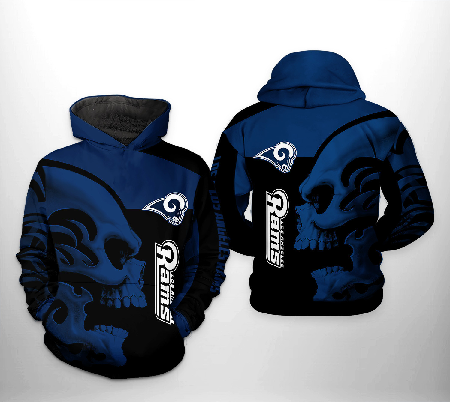 NFL Los Angeles Rams NFL Skull 3D All Over Print Hoodie, Zip Hoodie