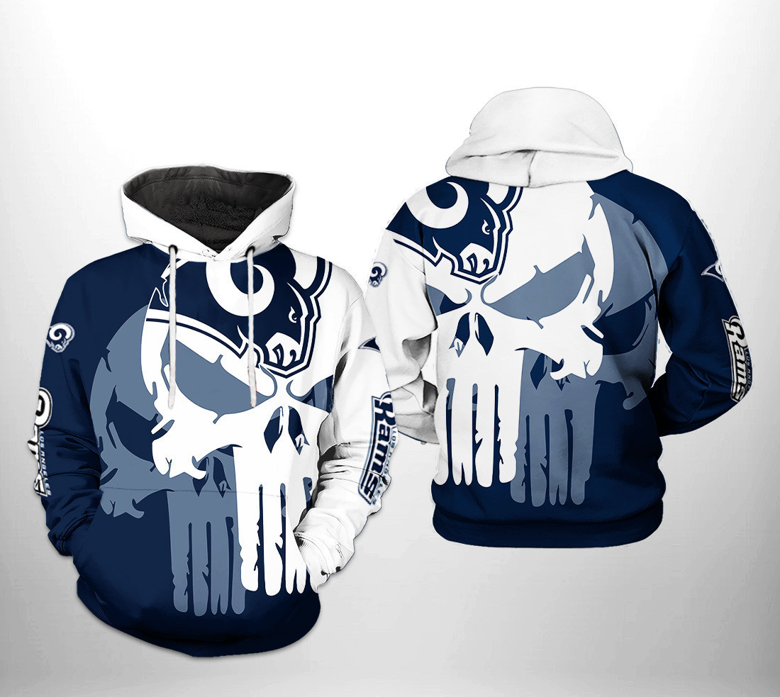 NFL Los Angeles Rams NFL Team Skull 3D All Over Print Hoodie, Zip Hoodie