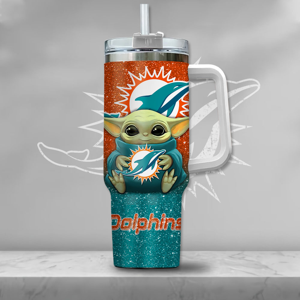 NFL Miami Dolphins Baby Yoda Custom Stanley Cup 40 oz 30 oz Tumbler With HandleTVC2301128 - Image 2