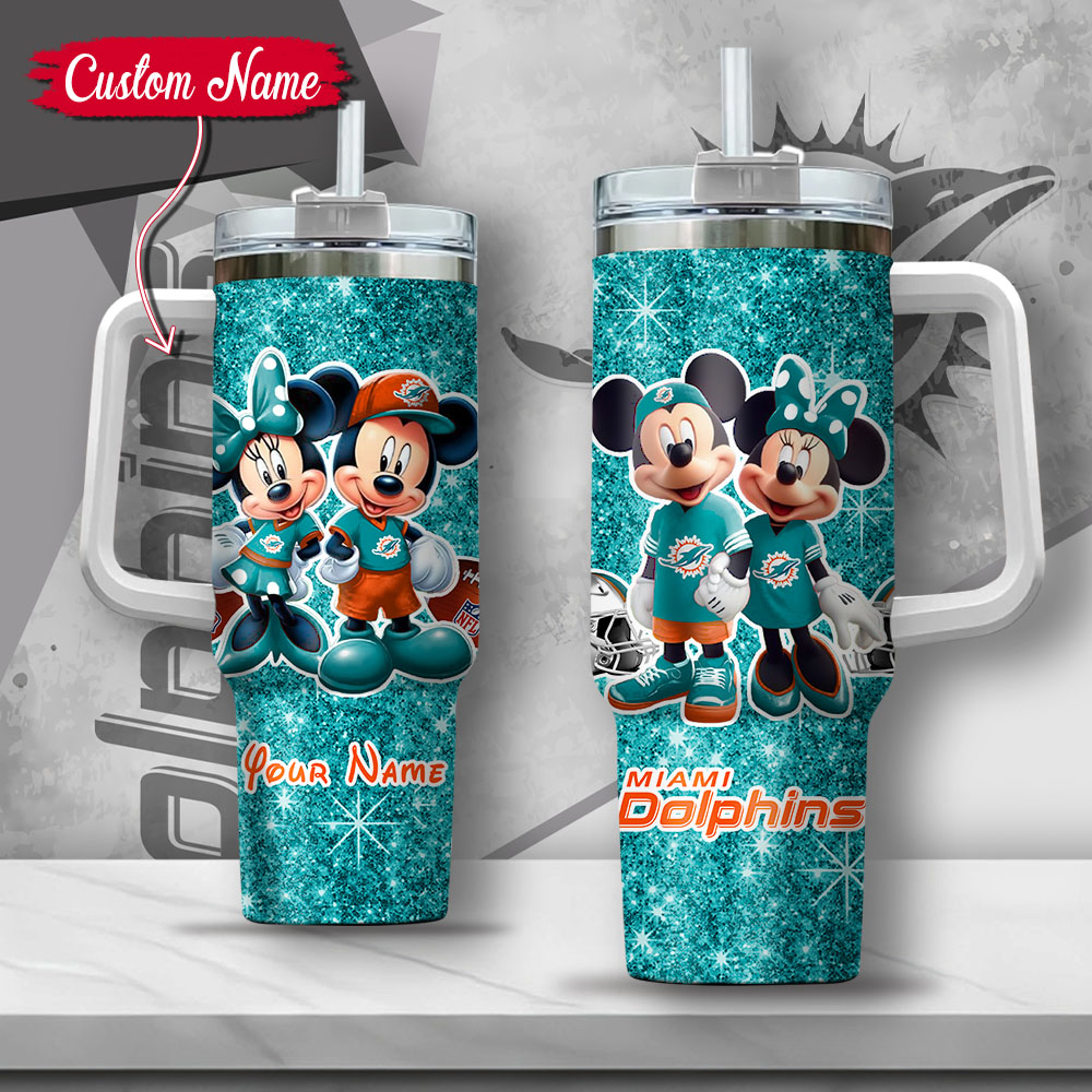 NFL Miami Dolphins Mickey And Minnie Couple Custom Stanley Cup 40 oz 30 oz Tumbler With HandleTVC2301127