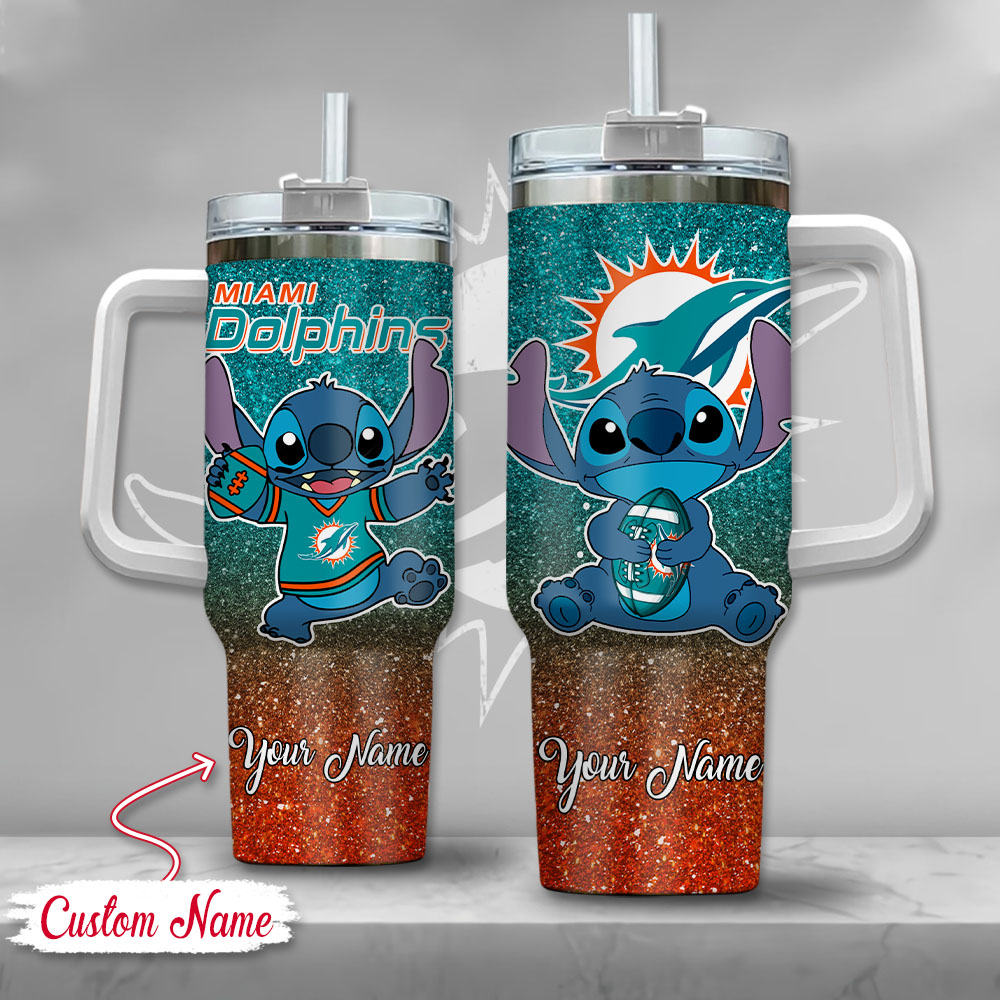 NFL Miami Dolphins Stitch Glitter Custom Stanley Cup 40 oz 30 oz Tumbler With HandleTVC2301126