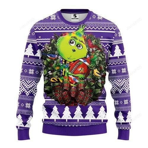 Nfl Minnesota Vikings Grinch Hug Ugly Christmas Sweater Adult 3D Funny Matching for family