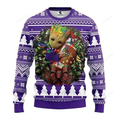 Nfl Minnesota Vikings Groot Hug Ugly Christmas Sweater Adult 3D Funny Matching for family