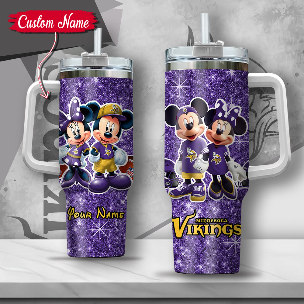 NFL Minnesota Vikings Mickey And Minnie Couple Custom Stanley Cup 40 oz 30 oz Tumbler With HandleTVC2301127